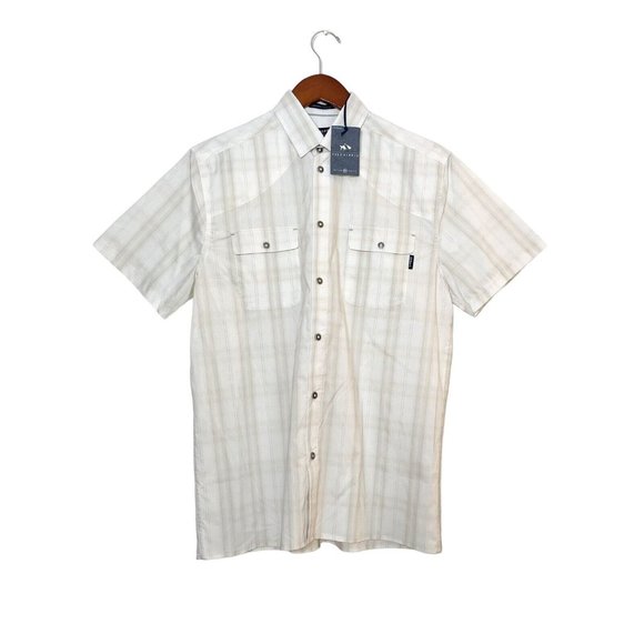 Fish Hippie Migration Tech Plaid Short Sleeve Button Up Shirt- Mens Small- NWT - Picture 1 of 10